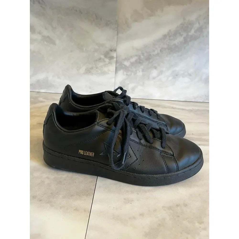 CONVERSE PRO LEATHER GOLD STANDARD Women’s Size 8 Triple Black Lace Up Shoes